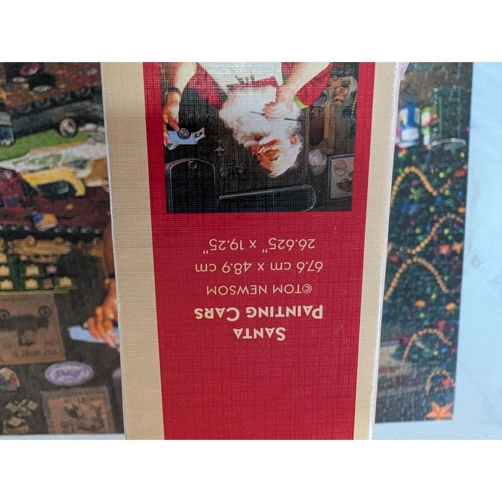 Cobble Hill Santa Painting Cars Jigsaw Puzzle 1000 Pcs Complete Tom Newsom